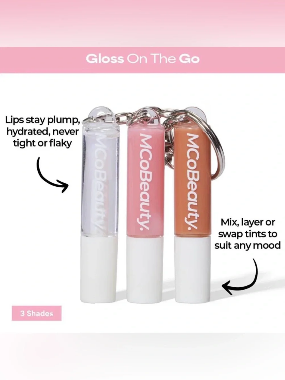 *BUY NOW* MCoBeauty Lip Gloss Trio - Keychain Lip Gloss
